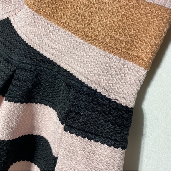 Luna Pink Black Orange Striped Strapless Stretchy Mini Dress XL - Picture 7 of 16